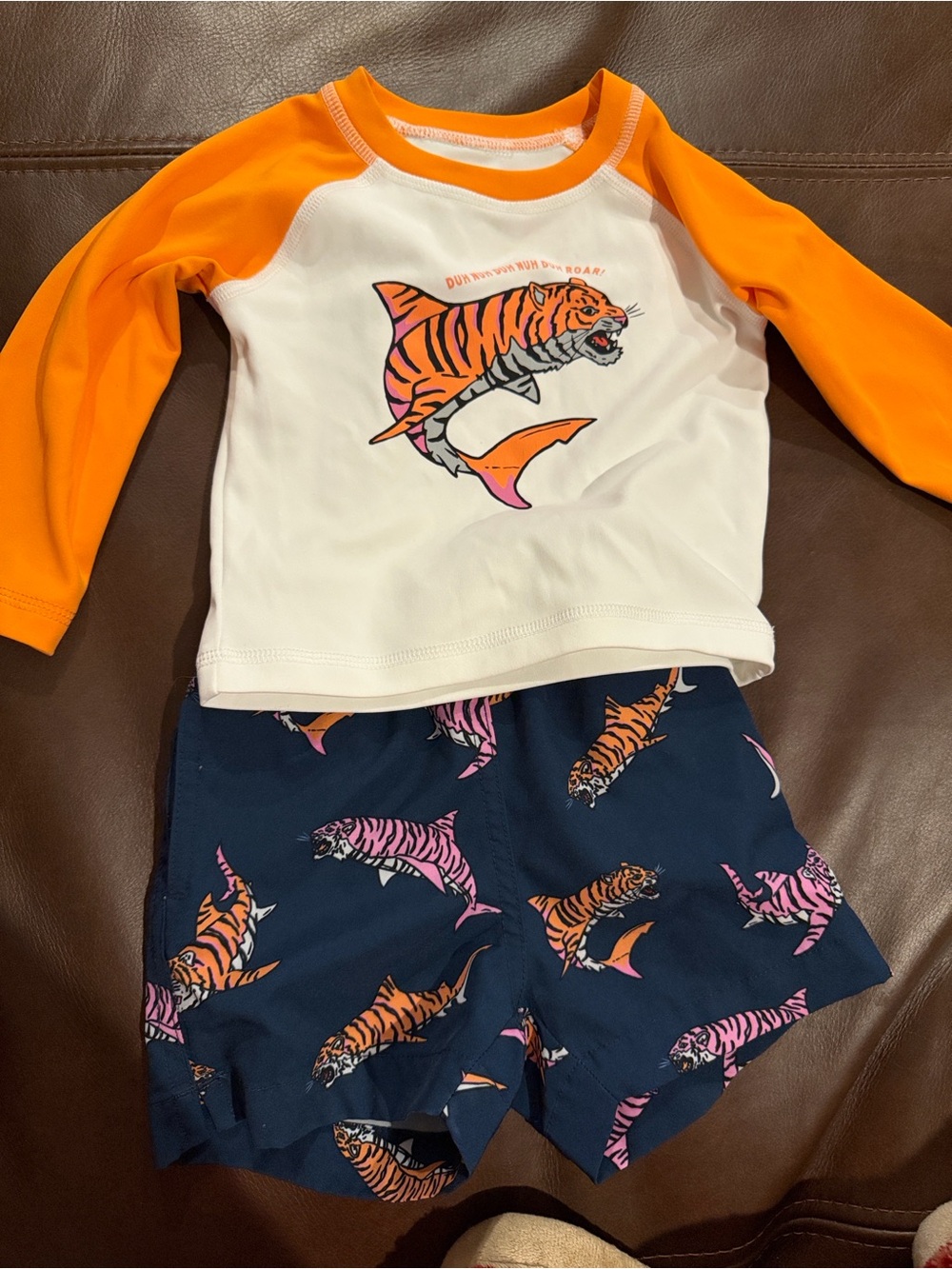 Chubbies Kids Tiger Shark Rash Guard and Swim trunk Set